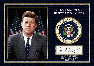 John F Kennedy - JFK - US Präsident - A4 signiert FOTODRUCK MEMORABILIA