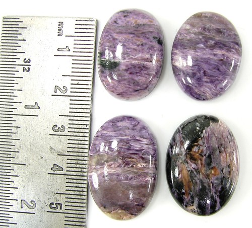 Lote de 4 piezas de piedras preciosas cabina 22-26 mm charoita rusa natural 92,75 quilates - 1577 - Imagen 2 de 2