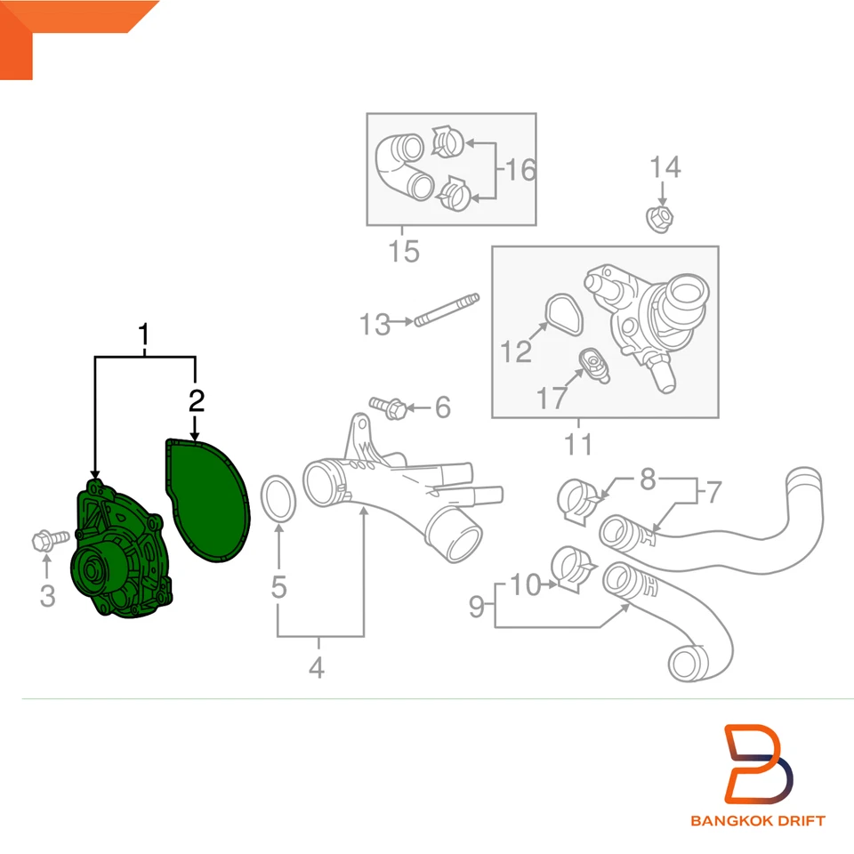 Water Pump + Gasket For Chevrolet Colorado Trailblazer S10 RG DIESEL 2.5L 2.8L - Image 3 of 4