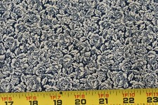 By 1/2 Yd, Vintage, Tan Packed Floral on Navy Quilt Cotton, P4233