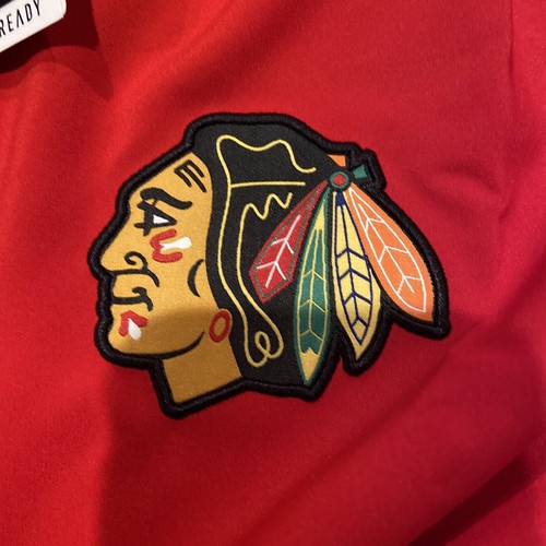 adidas Mens NHL Chicago Blackhawks LS 1/4 Zip Pullover Red GI5201 Sz M Men’s - Picture 2 of 7