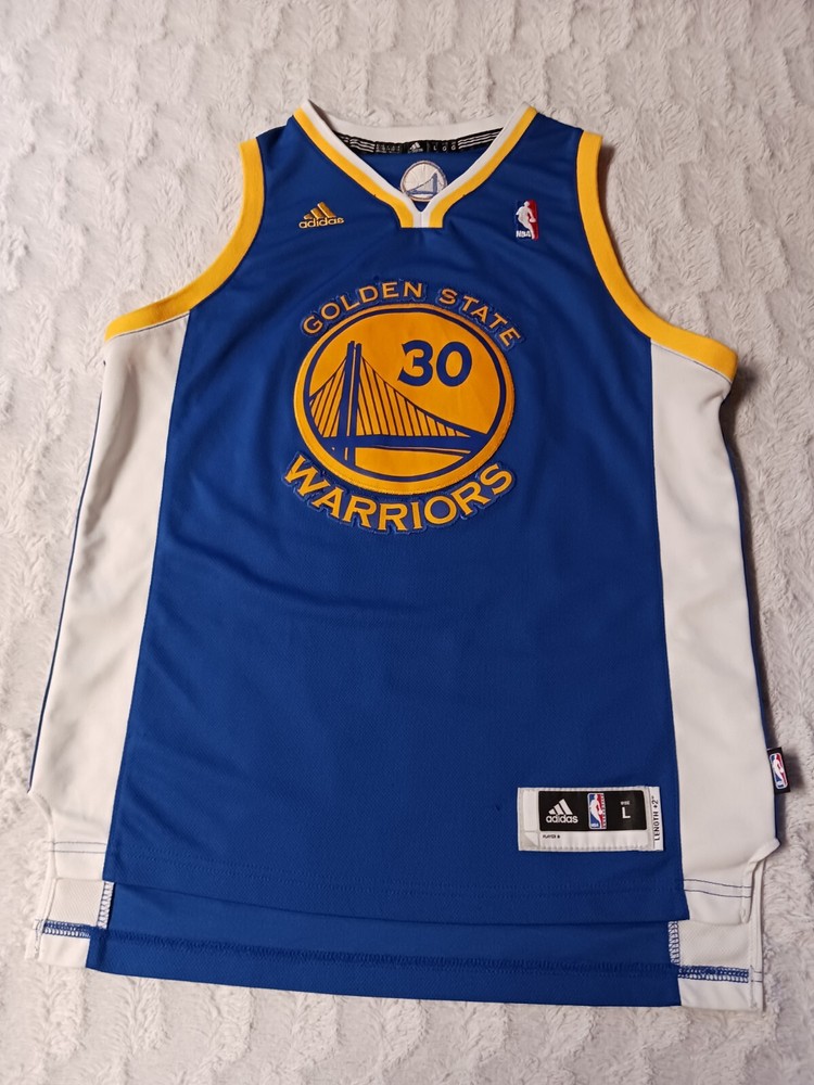 Adidas Golden State Warriors Jersey Steph Curry 30 Blue Youth Boys Size Large