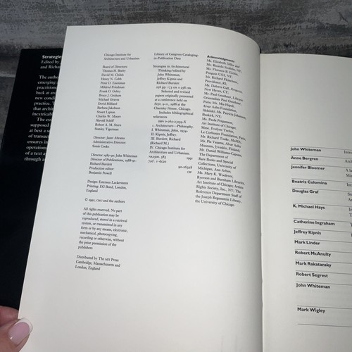Strategies In Architectural Thinking Edited By John Whiteman HB DJ 1992 - Picture 10 of 14