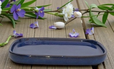 Blue Ceramic Humidity/Drip Tray Bonsai Rectangle Measures 8.0'' x 6.0'' x .5'' Size