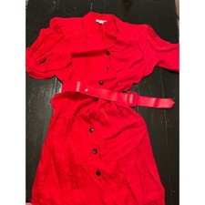 Adrianna Papell Red Silk Textured Dress with Belt Size 12