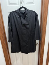 Chef Works Mens Black Chef Coat- L 3/4 Sleeve