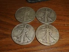 4 Consecutive Walking Liberty Half Dollars 1942-1945 - 90% Silver