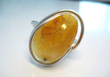 Beautiful Yellow Baltic AMBER Natural Ring Silver Plated 6 gr.  
