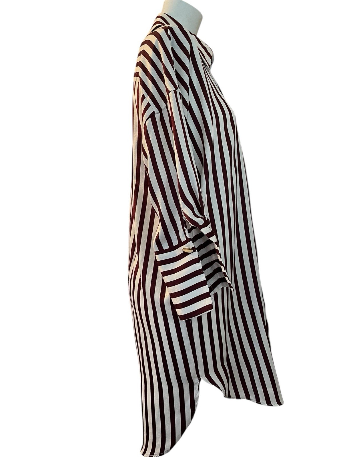 Zara Basic Collection Small Brown White Striped T… - image 4