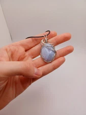 Pale Blue Wire-Wrapped Pendant / Wire Wrapped Baby Blue Stone / Gift for Her / 
