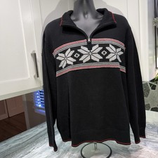 Eddie Bauer 1/4 Zip Pullover Sweater Men's Size 2XL Snowflakes
