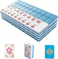 NEW Vibrant Layered Mahjong Tiles American Set 160 Tiles - Blue 3D