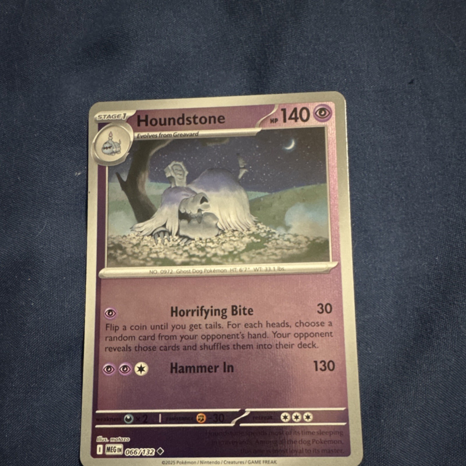 Pokémon Houndstone 066/132 Me01: Mega Evolution Reverse Holo Uncommon 140HP