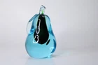 Italian Murano Pear Paperweight Hand Blown Art Glass Blue Green Sommerso Bookend