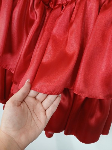 Vintage 80's Red Corset Prom Formal Dress Size 5 Ruffles Straps Party Cocktails - Picture 4 of 14