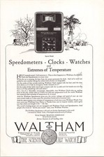 Waltham Watch Company 1920s Print Ad Speedometers Clocks Watches
