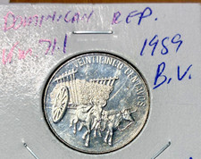 1989 Dominican Republic  25 Centavos, uncirculated. Coin #1514. Free Ship