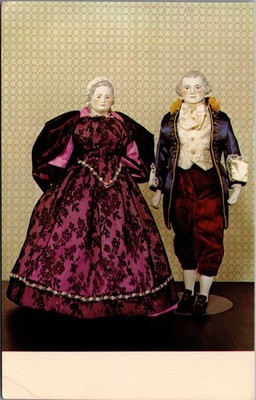 George & Martha Washington Dolls Postcard - Embers Museum Paso Robles CA