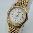 VTG Timex Indiglo Quartz Watch Women Gold Tone Fluted Bezel New Battery 7.25"