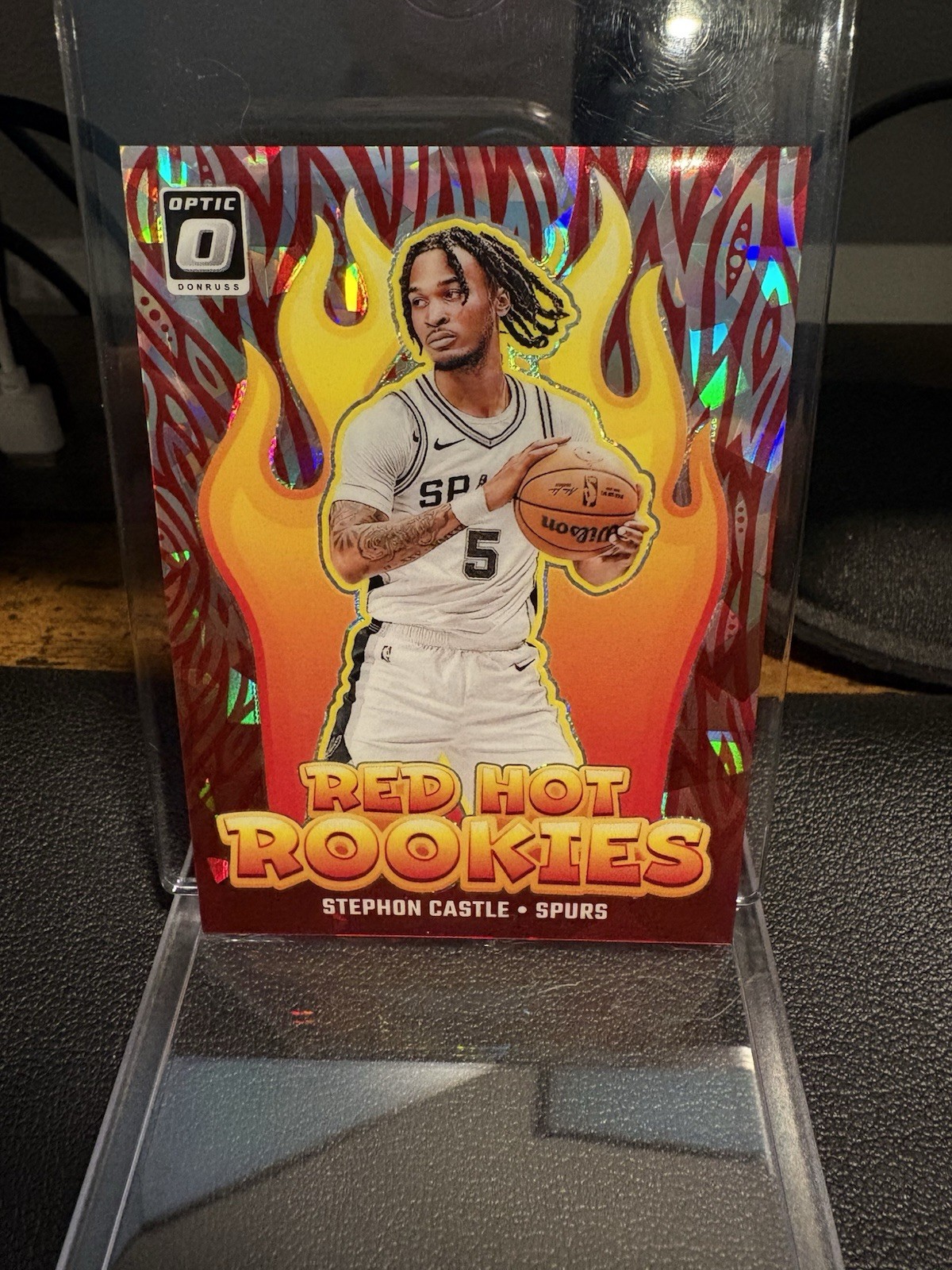 2024-25 Panini Donruss Optic Stephon Castle Red Hot Rookies Cracked Ice RC #/25