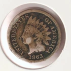 1863 Indian Head Penny American Civil War Copper Nickel US Coin Rare Old Cent