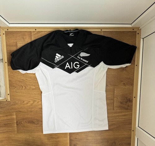 Adidas All Blacks Rugby Jersey AIG Sponsor New Zealand Rugby Shirt Black Size XL