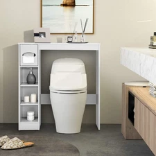 NNECW Over The Toilet Storage Cabinet with Adjustable Shelves and Paper Holder-W