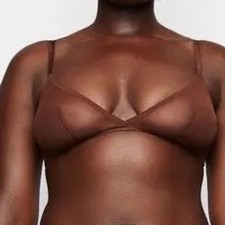 SKIMS Bra Ultra Fine Mesh Triangle Bralette Large Mahogany Women's NWT