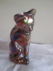 Fenton Amber Painted Flowered Sitting Cat Glass Figurine 4" SIGNED By Miller