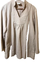 Deva Lifewear Caribbean Shirt No Tag S/M Cotton Lagenlook 20” Pit To Pit EUC