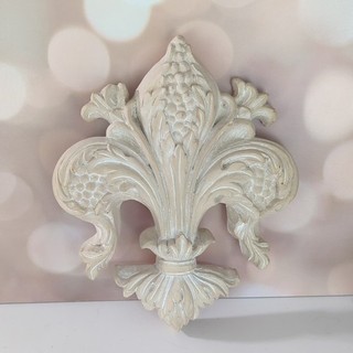 Vintage Fleur de Lis Wall Plaster Plaque Distressed French Country 3D Wall Art
