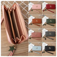 Wome's Leather Long Wallet Clutch ID Card Holder Phone Bag Handbag With Wristlet