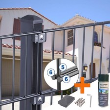 Stahlzaun Doppel Stab Gitterzaun Gartenzaun komplett Doppelstabmattenzaun