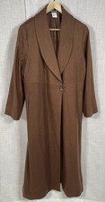 Harve Bernard Wool Blend Women’s Petite Sz. 16 Brown Trench Long Coat Holtzman