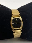 Vintage Seiko Black Dial Gold Tone Dainty Minimalist Classy Ladies Watch Elegant