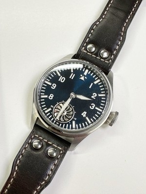 HRUODLAND F016 TURBINE PILOTS WATCH SEAGULL ST3620 HAND WIND BLUE SAPPHIRE BGW9!