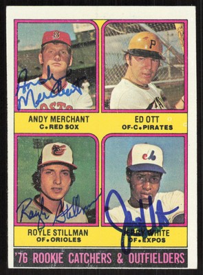 1976 Topps Andy Merchant/Ed Ott/Royle Stillman/Jerry White Rookie Auto #594 COA