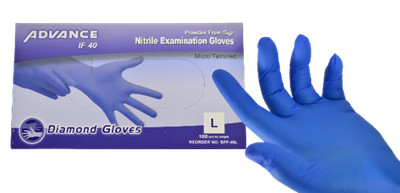 Diamond Advance 100 Nitrile Gloves - IF40 - Powder Free - Micro Textured - Large