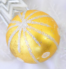 Trio Golden Color Vintage Glass Christmas Ornaments — photo 3