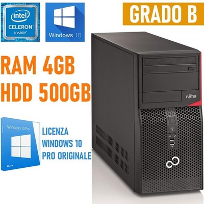 Fujitsu Esprimo P410 E85+ Desktop Computer Celeron 4GB 500GB HDD Win 10
