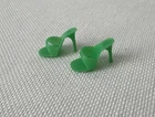 Vintage Barbie Doll Green Mules Open Toe High Heels Shoes Korea