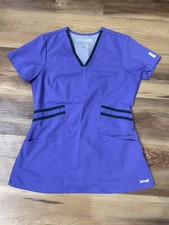 Grey  s Anatomy Women  s Active Scrub Top - Size XS - Purple And Dark Gray