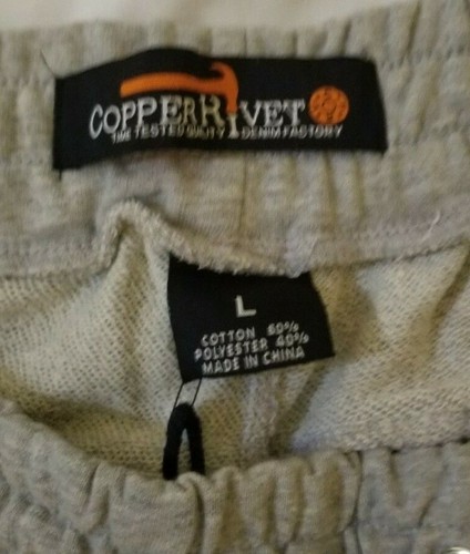 Copper Rivet Men's Grey Cutoff Sweat Shorts w/Zipper Pockets L New Clothing Gift - Imagen 7 de 7