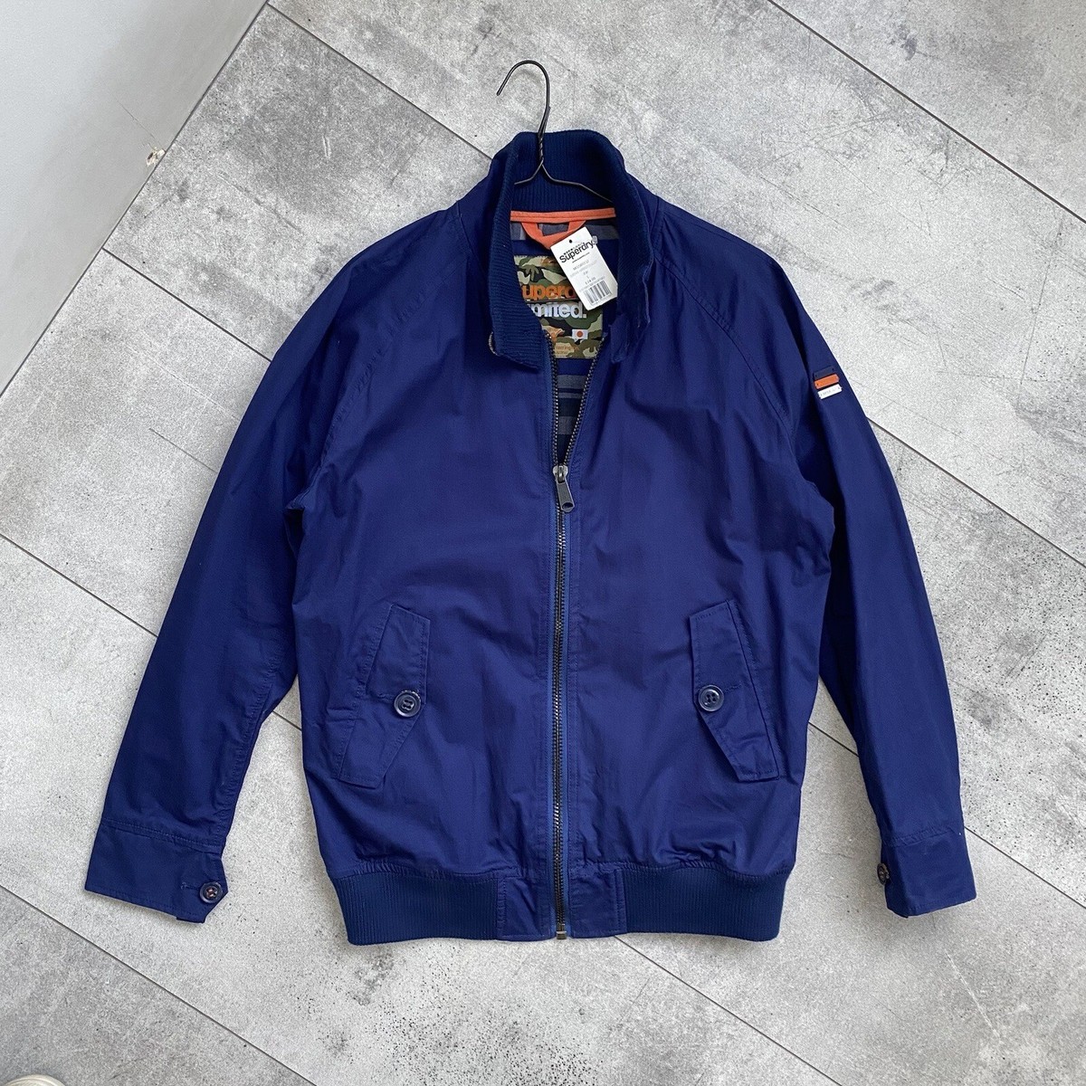 SUPERDRY Japan Men's Iconic Harrington Jacket Navy Blue Size
