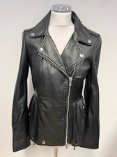 Moschino Cheap And Chic Black Buttersoft Leather Zip Up Biker Jacket Size 10