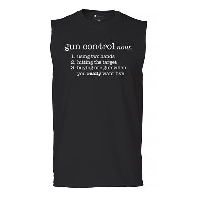 T-shirt Homme « Gun Control Definition » - Message Percutant - Coupe Régulière - Neuf Avec étiquettes