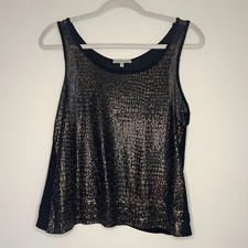 Charlotte Russe Navy Sheer Sequin Tank Size M Made in USA