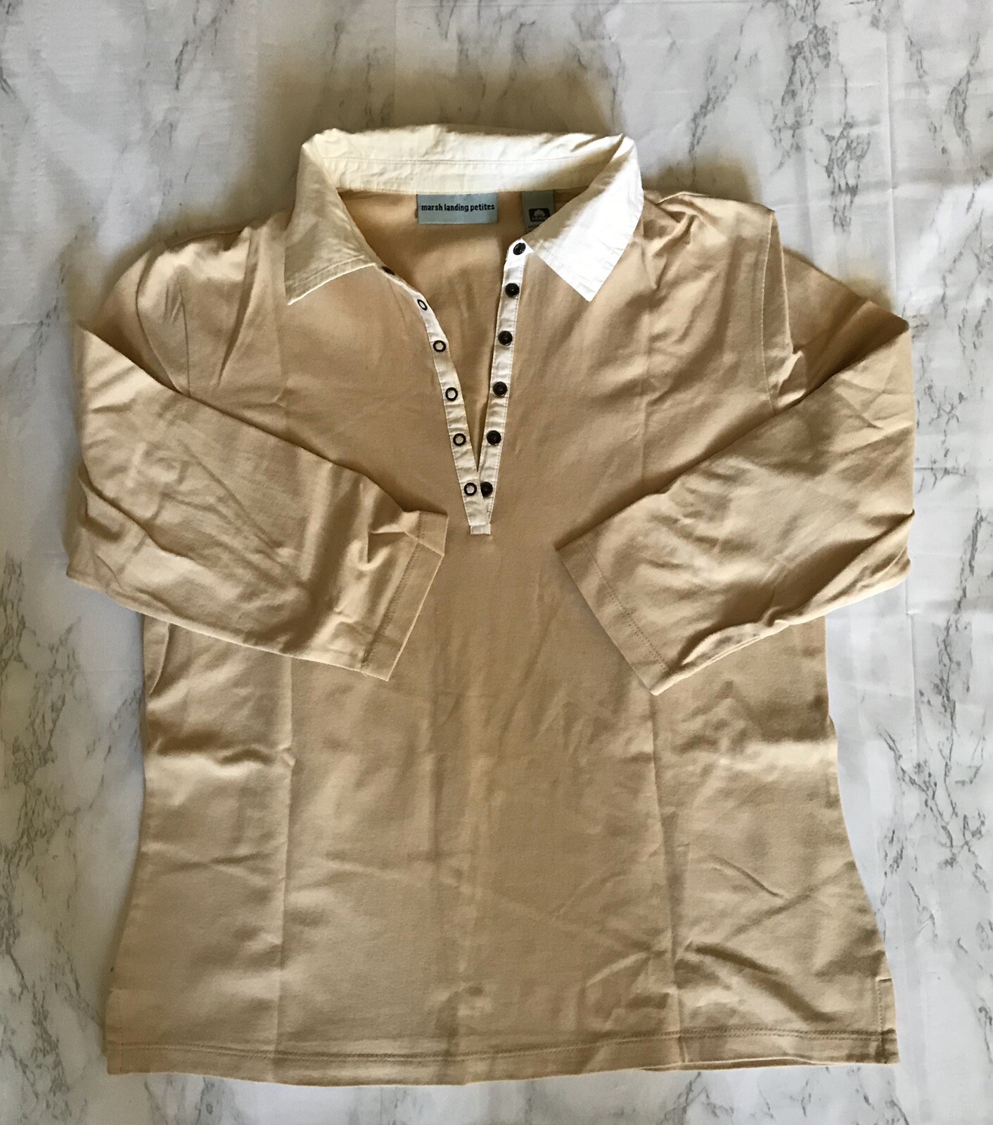 Marsh Landing Petites top, Size Petite M, color Beige eBay