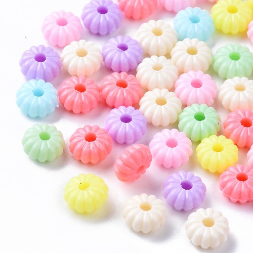 125 Rondelle Pumpkin Beads Plastic Acrylic Spacer Mixed Color 8x4mm 1005 - Picture 2 of 3