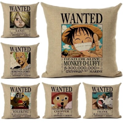 One Piece Housse Coussin Wanted 45×45cm Modèle Au Choix Luffy Zoro Chopper Boa